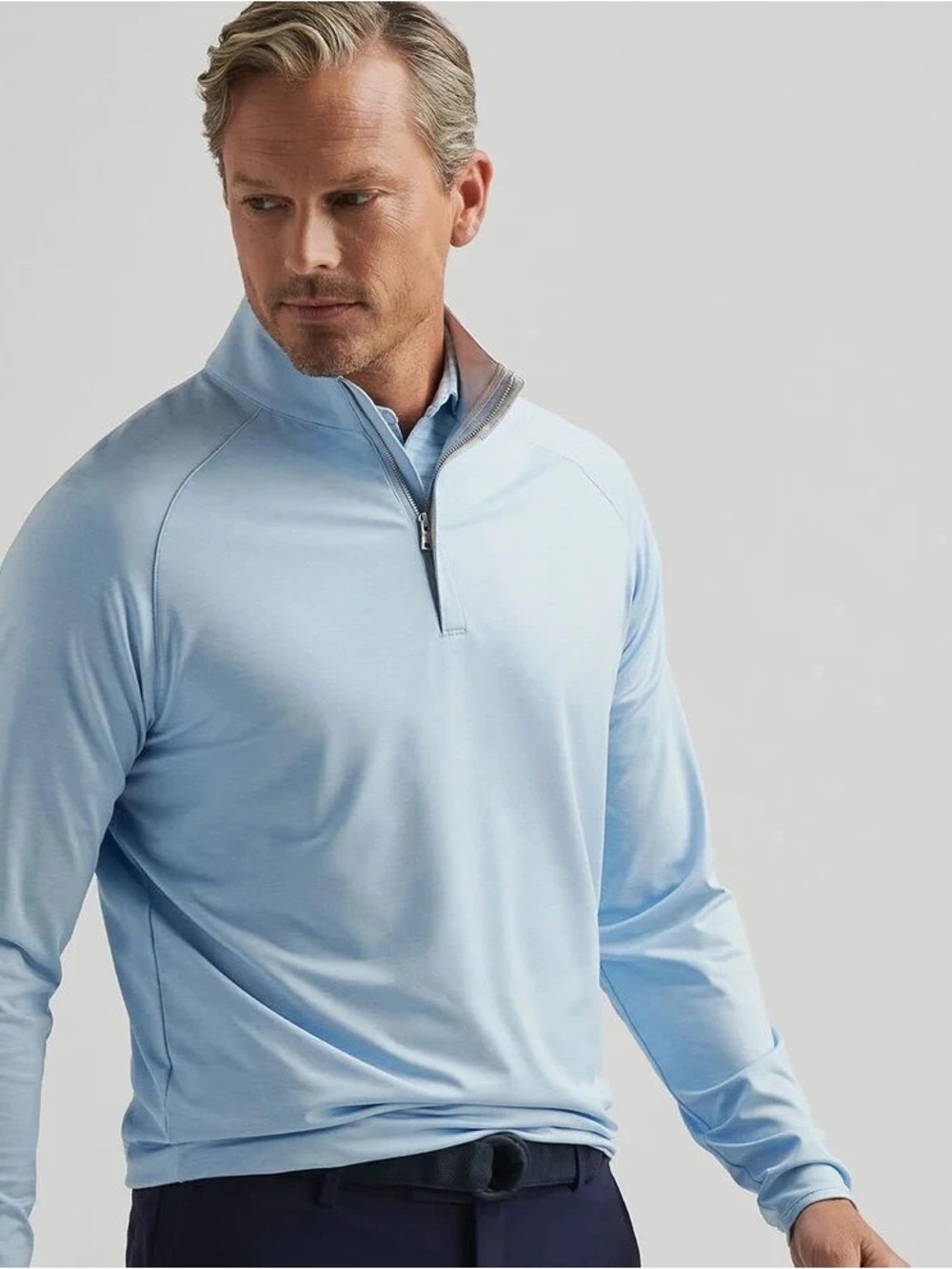 Peter Millar Stealth Performance Quarter-Zip Shirt Jacket, Blue Frost XXL
